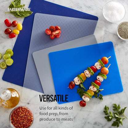Farberware Flexible Kitchen Cutting Mat Set, 4-Piece, Made in the USA, Non-Slip Design, 8x10 and 11x14 Inches
