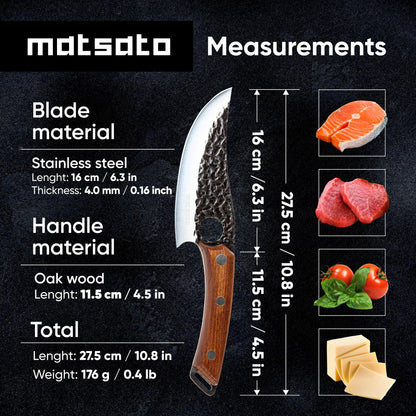 Matsato Chef Knife - Kitchen Knife for Cooking, Chopping. Japanese Steel Knife for Home, BBQ, Balance & Control, 6.3 Inch