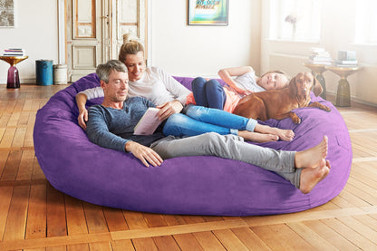 Lumaland Luxurious Giant 7ft Bean Bag Chair with Microsuede Cover - Ultra Soft, Foam Filling, Washable XXL Bean Bag Sofa for Kids, Teenagers, Adults - Sack Chair for Dorm, Family Room - Purple