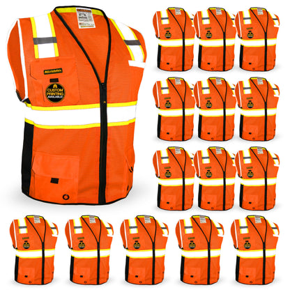 KwikSafety - Charlotte, NC - BIG KAHUNA Safety Vest [15 PACK] Class 2 ANSI OSHA Reflective Vest Durable High Visibility Vest Construction Safety Vest for Men Industrial Work Gear/Orange 2XL