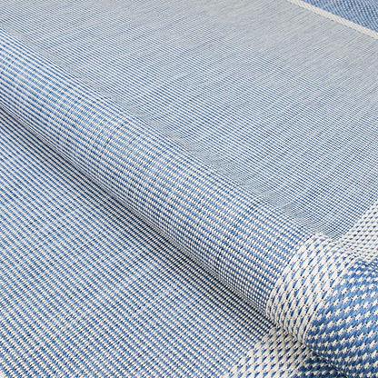 2' 3'7" Set, Couristan Recife Indoor Outdoor Rug - Stria Texture x Rectangle in Blue, Hose Washable, Low Pile, Pet- Kid