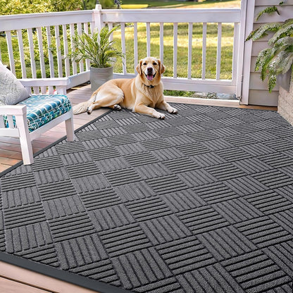 OLANLY Front Door Mat Outside Entrance 71x47, Absorbent, Heavy Duty Sturdy Natural Rubber Doormat Indoor Outdoor, Stain and Fade Resistant, Non-Slip Low Profile Floor Mat for Entryway, Grey Diamond