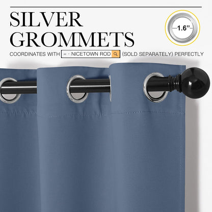 NICETOWN Thermal Insulated Blackout Curtain Panels - Solid Stone Blue, 42" x 63", 1 Pair