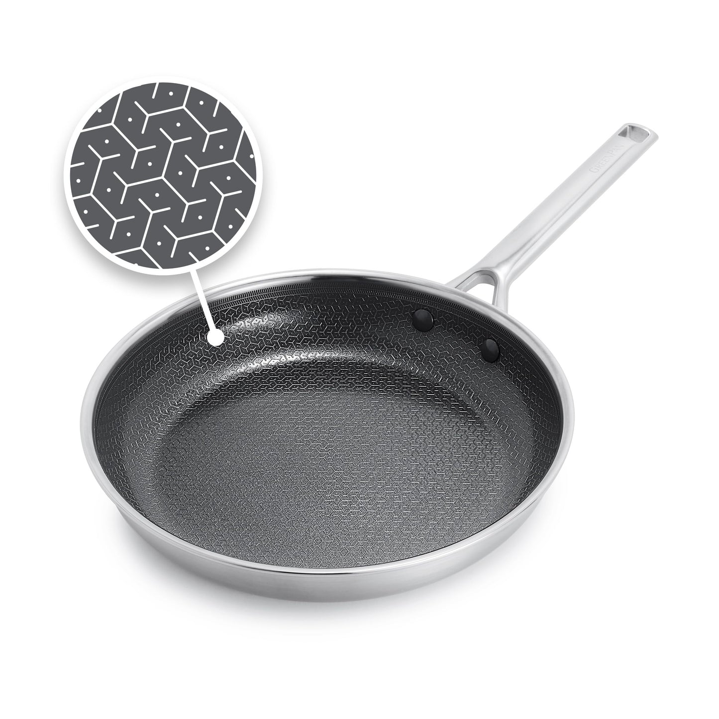 GreenPan Hybrid 10” Nonstick Stainless Steel Frying Pan, APEX Tri-Ply Thermobond PFAS-Free Ceramic Skillet, Induction & All Cooktop Compatible, Oven Temp to 850°F, Dishwasher Safe, Silver