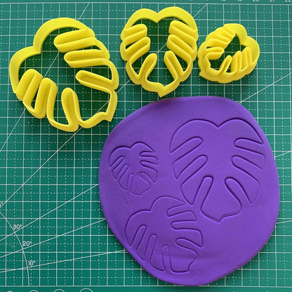CHENRUI Cookie Fondant Cutters Set of 3 Monstera Leaf Polymer Clay Cutters