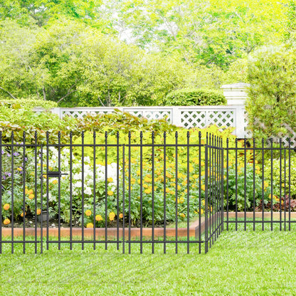 FOREHOGAR Metal Garden Fence with Gate 36 in H x 10 ft L, 1 Gate + 4 Panels Border Fence Panels Animal Barrier for Dogs, No Dig Garden Fencing for Yard Patio Flower Bed Lawn Outdoor, Black