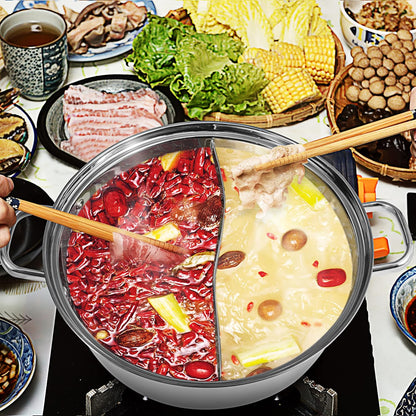 MyLifeUNIT Shabu Shabu Pot, 4.5 Qt 304 Stainless Steel Hot Pot with Divider, 11.8 Inches Soup Cookware