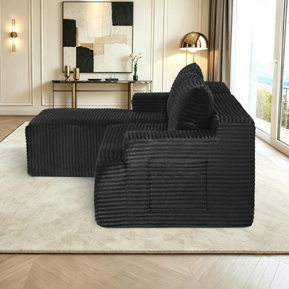 96" L Shaped Cloud Sectional Couch with Chaise, Deep Seat Modular Sectional Sofa Corduroy Memory Foam Sofa Boneless Couches for Living Room Bedroom, No Assembly Required