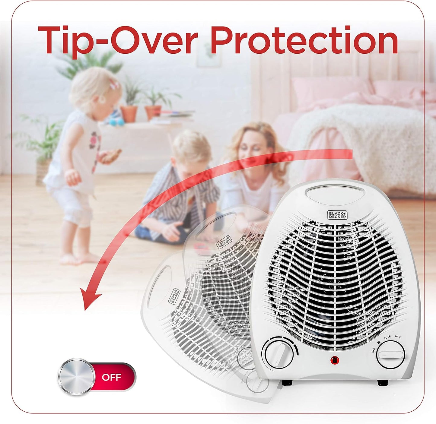 BLACK+DECKER Space Heater - Personal Heater for Office Desk, 3 Settings, Adjustable Thermostat, Black & White