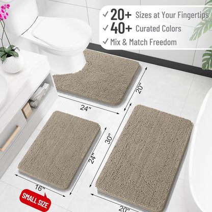 OLANLY Large Bathroom Rugs - Extra Soft Chenille Bath Mats | Quick-Dry, Machine Washable, Warm Taupe 70x46