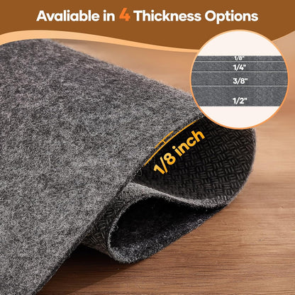 Veken Non-Slip Rug Pad Gripper - 8 x 10 Ft Felt & Silicone Backing | 1/8 Inch Thick Anti-Skid Mat