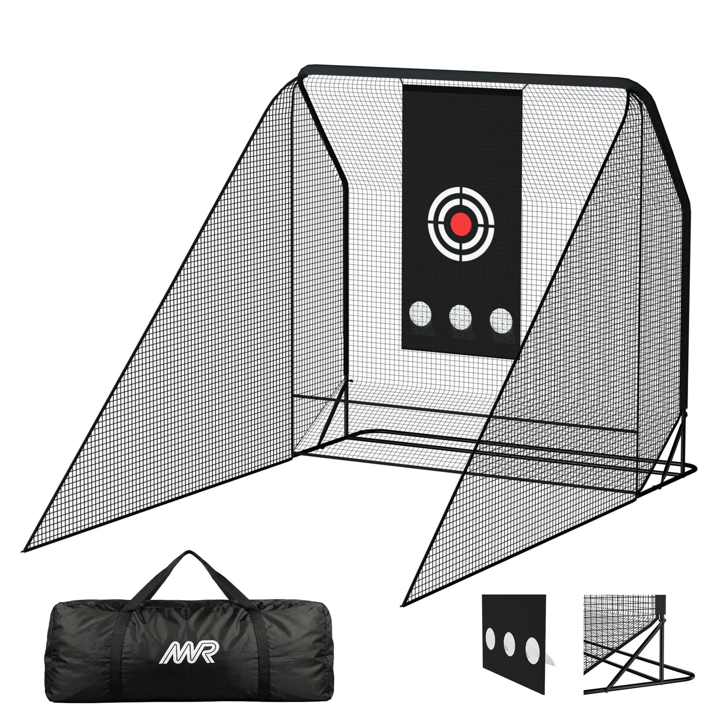 MR Golf Hitting Net 10’x10’ with Side Barriers, Extra Large Golf Practice Net with Ball Return System, Golf Simulator