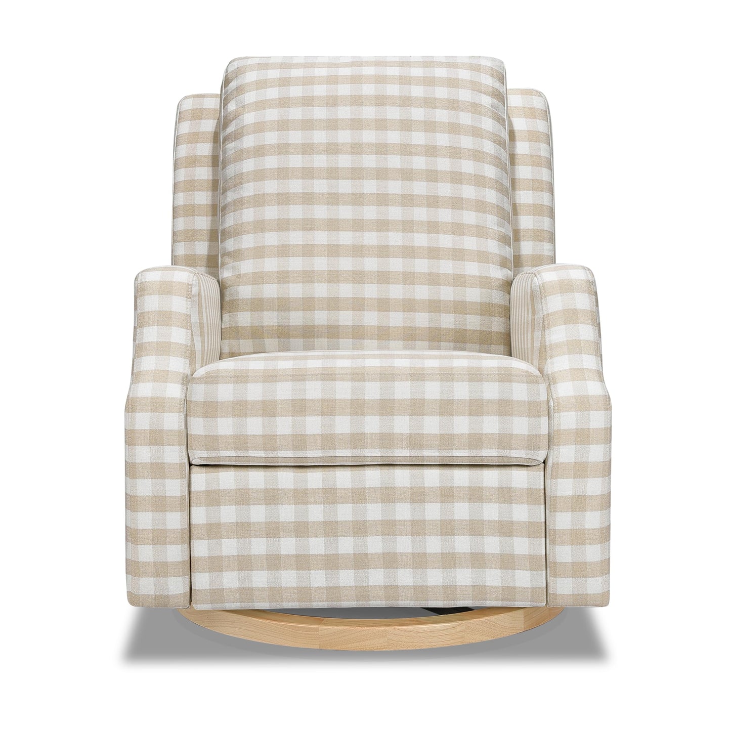 Namesake Crewe Glider Recliner Nursery Chair - GREENGUARD Gold & Certi-PUR US Certified Rocker Recliner - Glider Rocking Chair for Nursery & Living Room - Manual, 360° Swivel, Tan Gingham