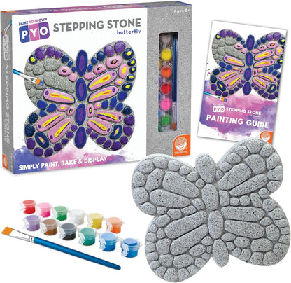 8 MindWare Paint Your Own Stepping Stone Butterfly, Rock Painting Kit, Stepping Stones Crafts for Kids Ages & up