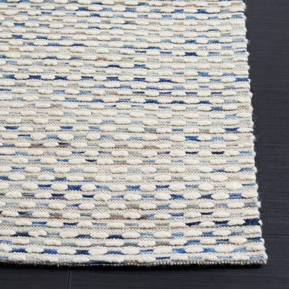 SAFAVIEH Area Rug 8x10 - Marbella Collection - Large - White & Navy, Handmade Wool, Ideal for Living Room, Bedroom, Office, Dining Space (MRB158N)