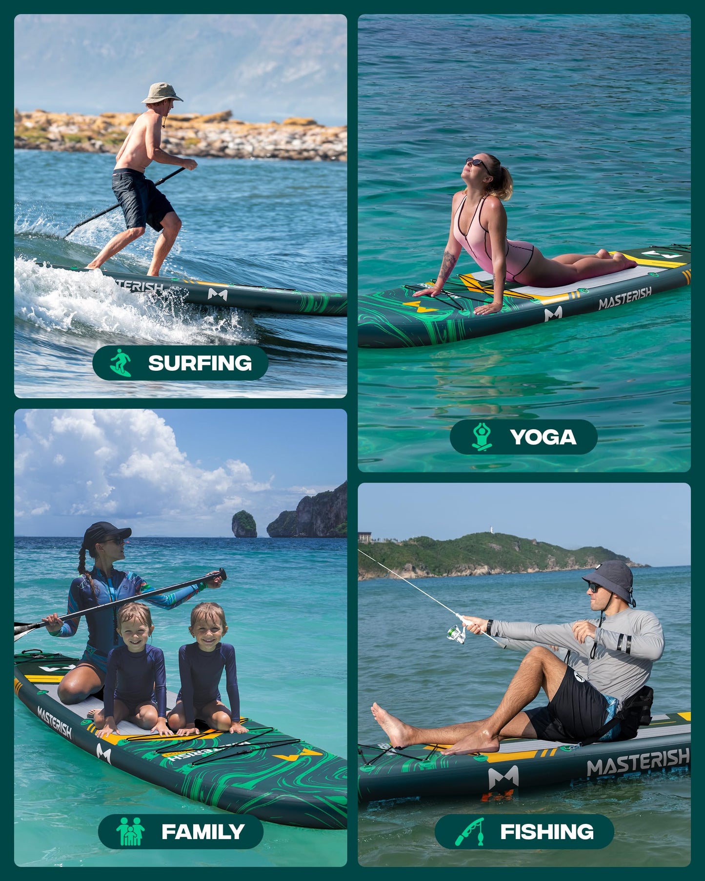 MASTERISH Extra Wide Inflatable Paddle Board 11’6 x 35’’ x 6’’, 450 LB High Weight Capacity SUP, Wide Stable Stand Up Paddle Board for Heavy People, Family & 2/3 Person, XL All-Around Paddleboard