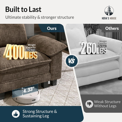 HERA'S HOUSE 158" Modular Sectional Sofa, Oversized U Shaped Couches for Living Room, Comfy Cloud Couch with Ottoman, 6-Seater Deep Seat Sofa with Throw Pillow, Chenille Taupe