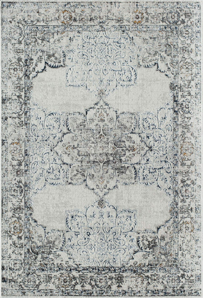 Rugs America Prescott PS35C White Bay Blossom Transitional Vintage 8x10 Area Rug, 8'0"X10'0"