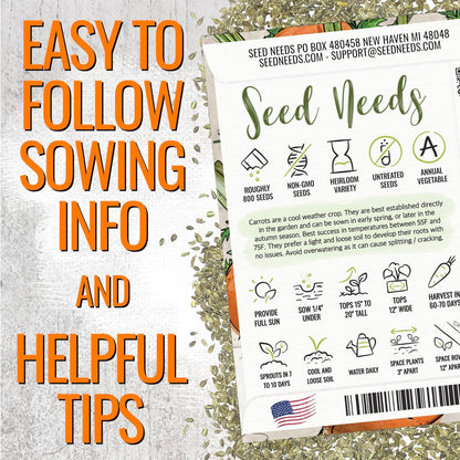 (5 Packs) Seed Needs Carrot Seeds for Planting Paris Market Carrots - Non-GMO Heirloom & Untreated Annual Cool Weather