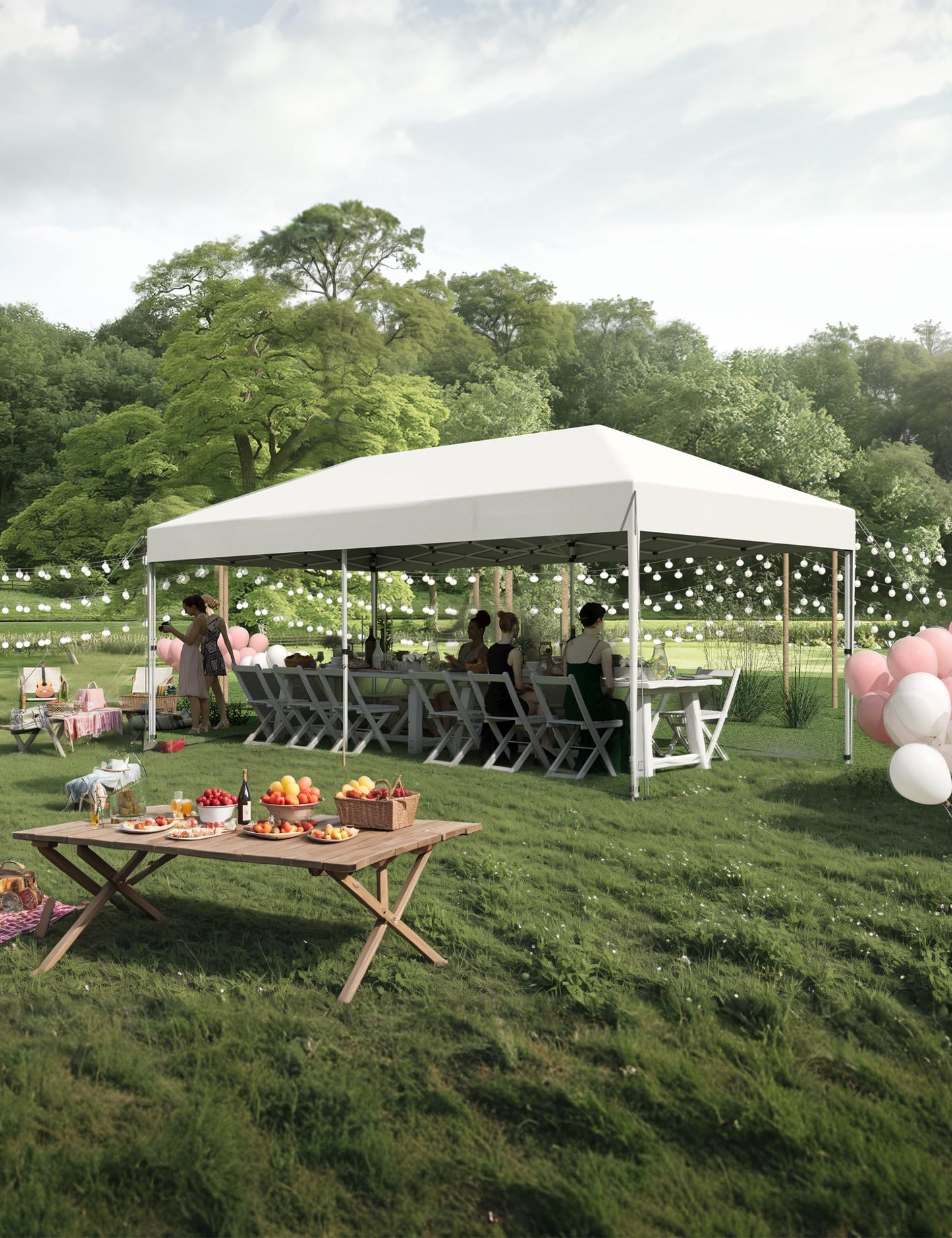 10'x 20' Pop Up Canopy for Parties, Heavy Duty Commercial Outdoor Vendor Waterproof Gazebo Shelter for Patio Events, White