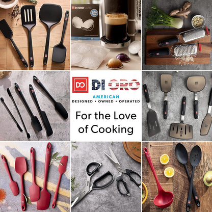 New DI ORO Seamless Series Moda 4-Piece Silicone Turner Spatula Set - 600°F Heat-Resistant Flexible Kitchen Spatulas for Nonstick Cookware - Flippers for Eggs & Pancakes - Utensils for Cooking (Stone)