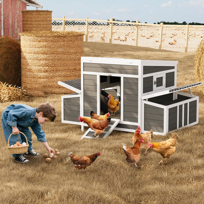 GarveeTech Small Chicken Coop Wooden, Chicken Hutch for 4-6 Chickens with 2 Nesting Boxes, Waterproof Roof, No-Slip Ramp & Pull-Out Tray, Rabbit Hutch Outdoor, Bunny Cage Indoor (54"l x 34"w x 34"h)