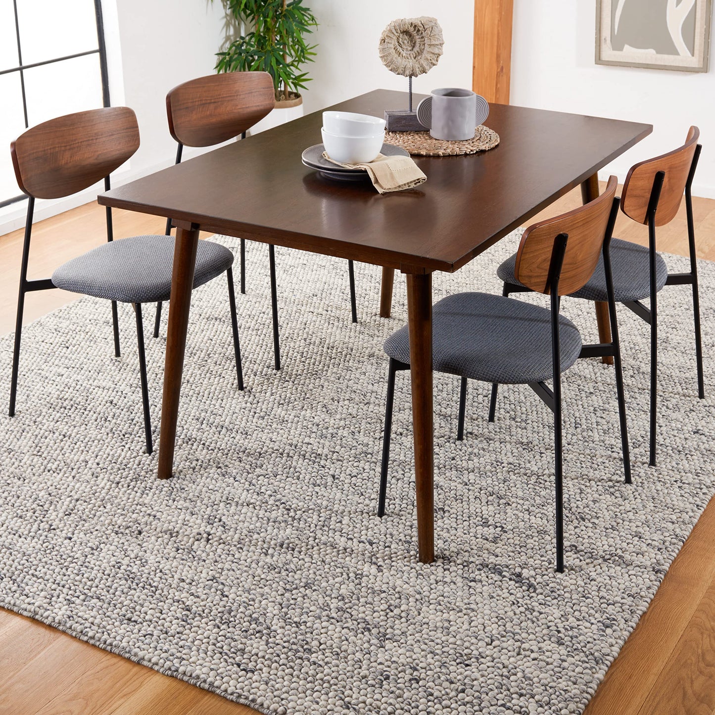 SAFAVIEH Area Rug 8x10 - Natura Collection - Large - Light Grey & Ivory, Handmade Wool Blend, Textured Design, Ideal for Living Room, Bedroom, Dining Space (NAT620G)