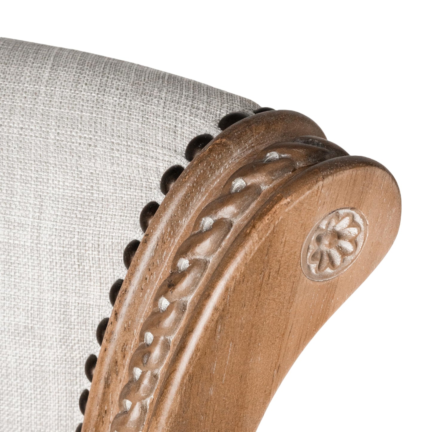 Maven Lane Pullman Bar Stool 31 Inches – Set of 2 – Swivel Stools with Footrest – Light Brown Solid Wood Frame & Natural Fabric Upholstery – Perfect for Bars, Pub Tables & Tall Kitchen Counters