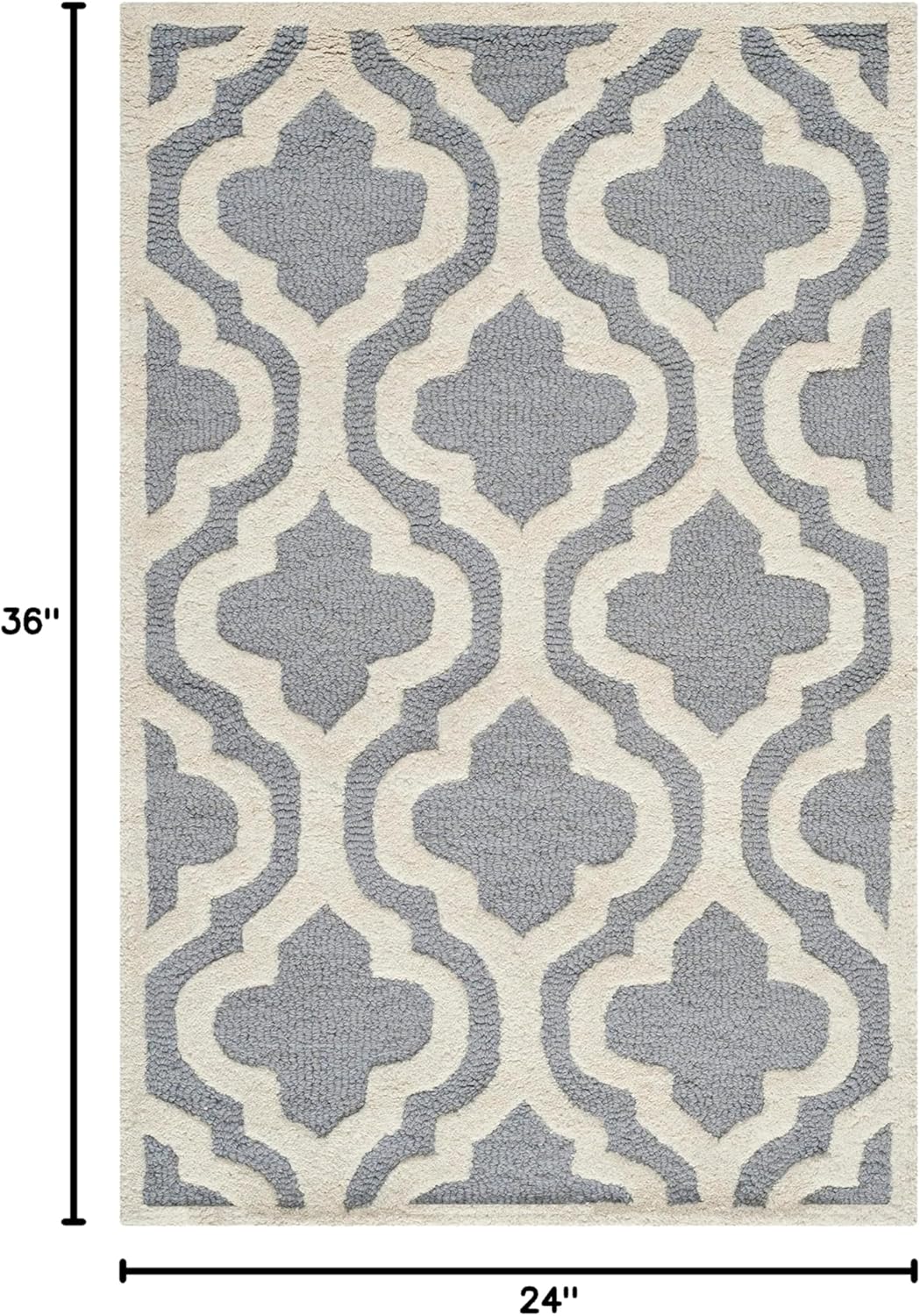 2' 3' CAM132D SAFAVIEH Cambridge Collection x Silver / Ivory Handmade Moroccan Premium Wool Accent Rug