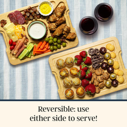 Totally Bamboo Flip, Serve & Store Charcuterie Board with Lid – Reversible Cutting Board & Serving Tray with Compartments, Juice Groove Side, Locking Travel Cover, 15.5 x 11.5 Inches