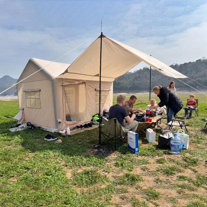 Luxury Inflatable Camping Tent House for 6-8 Person, 118"x158" XL Awning, 6.3" Extra Thick Air Beams (Stronger Than 5"), Heavy Duty Waterproof Oxford, Fast Setup Camping House with Pump & Bag