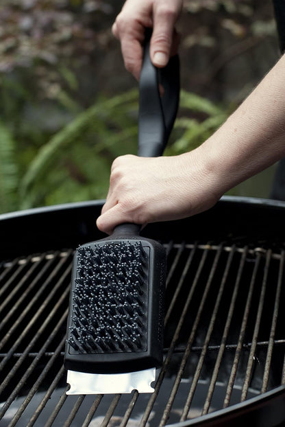 CC4126 Charcoal Companion Dual Handle Monster Barbecue Grill Brush & Grill Scraper with Safe-Scrub Nylon Bristles
