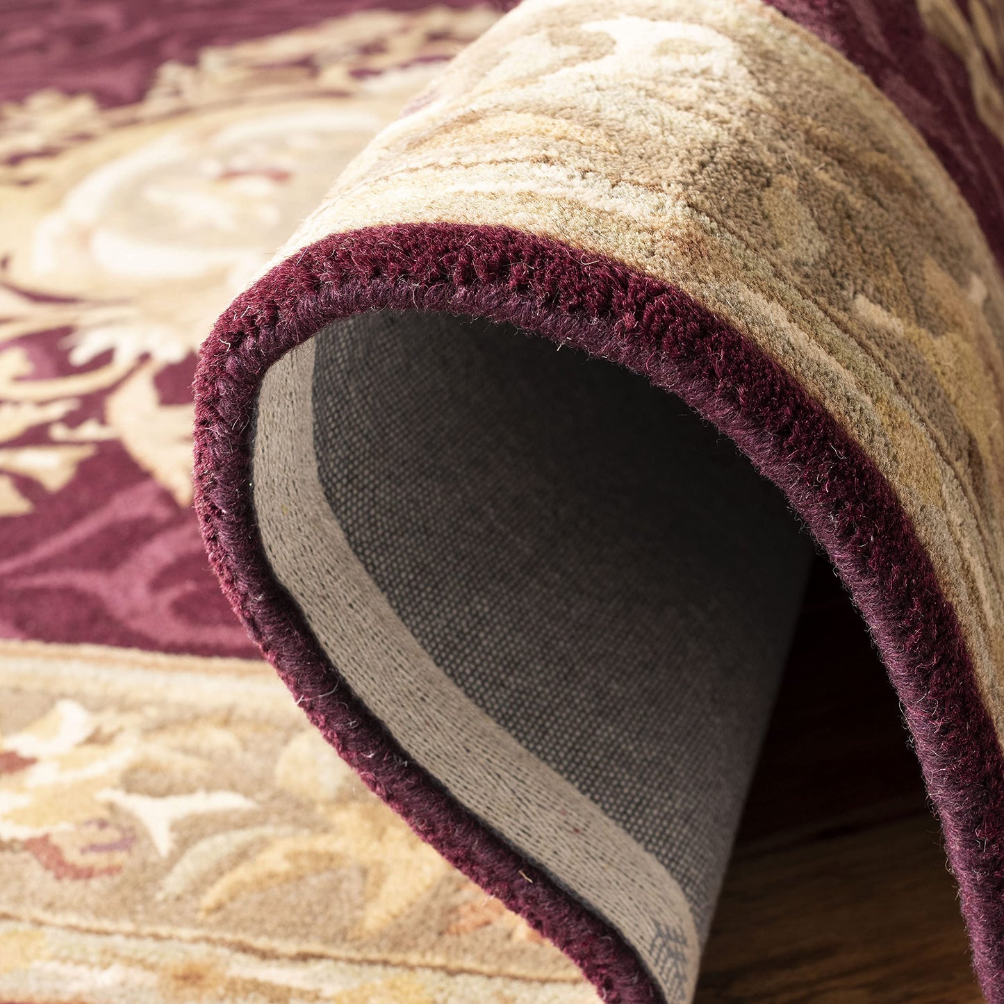 SAFAVIEH Empire Collection 5' x 8' Dark Red / Dark Beige EM414A Handmade Traditional European Premium Wool Area Rug