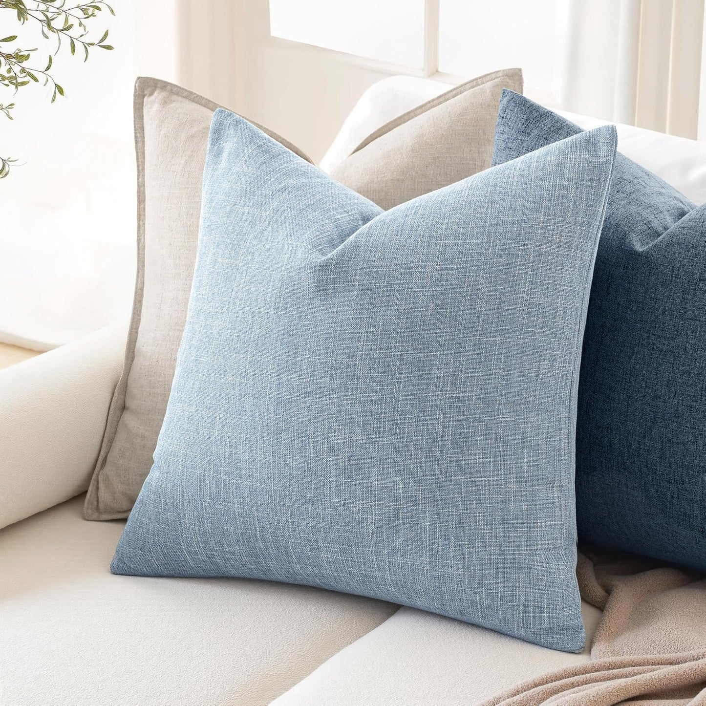 26x26 Inch Pack 2 MIULEE of Decorative Linen Burlap Textured Euro Pillow Covers Farmhouse Boho Accent Pillowcases