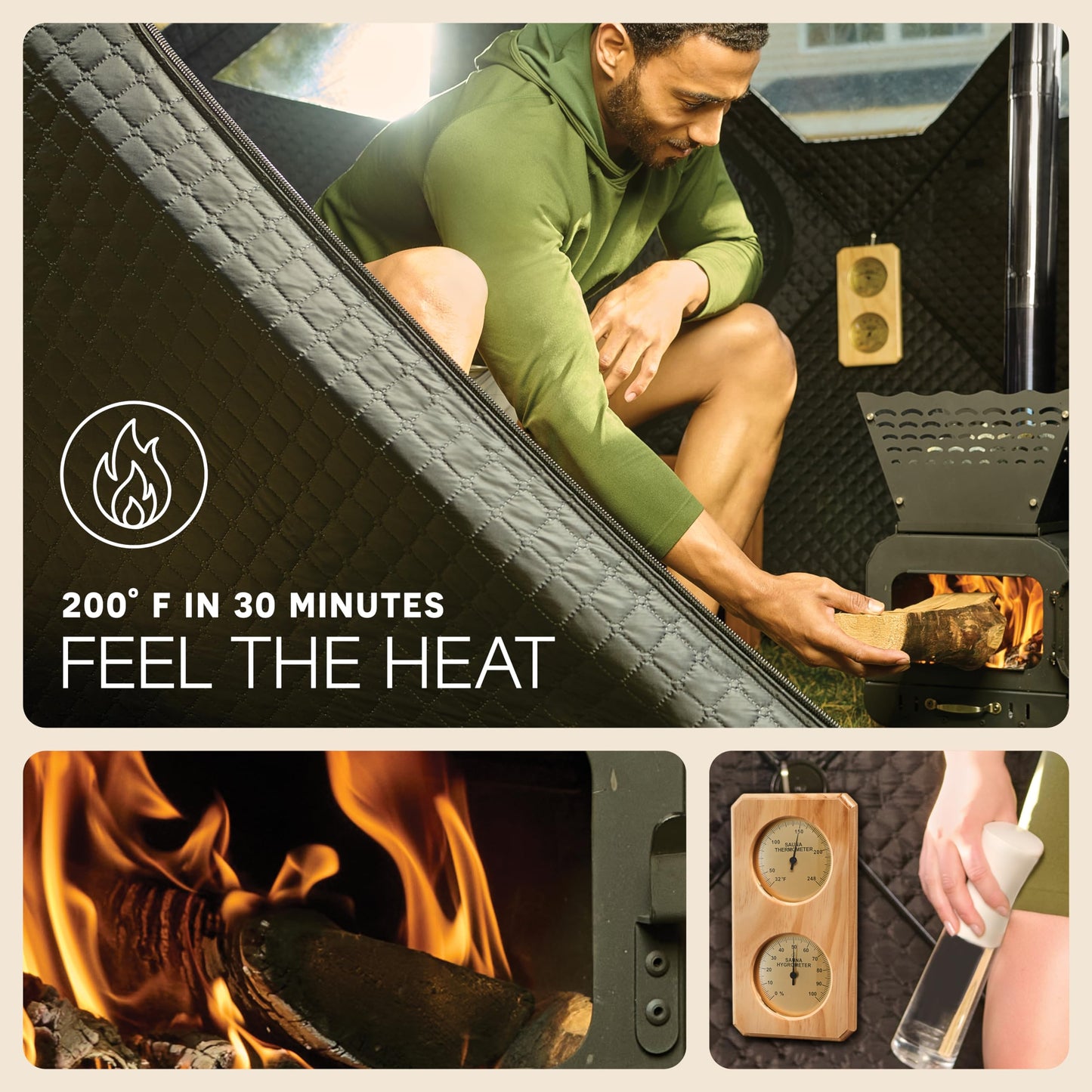 Lifepro ZenZone Outdoor Sauna Tent – Portable Wood Burning with Stove – 4 Person Steam & Dry Sauna for Camping, Backyard, Home Gym – Heavy Duty Oxford Cloth & Carbon Steel Stove