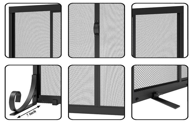 Fire Beauty Fireplace Screen, Wrought Iron Mesh, Baby Safe Spark Guard Protector with 2-Doors Large Flat Guard Screens (37.8 x 30.7 Inch)