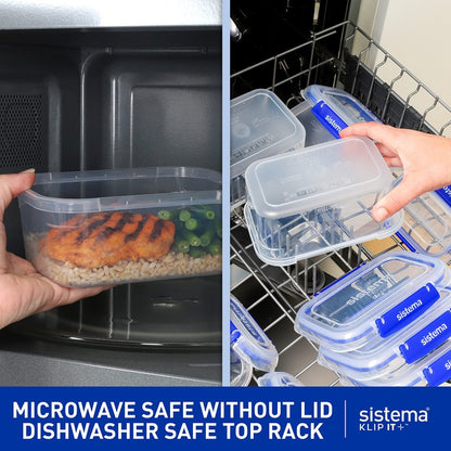Sistema KLIP IT PLUS Food Storage Container | 5.5 L Square | Airtight & Stackable Meal Prep Container with Lid | School Lunch Box | BPA-Free | 1 Count