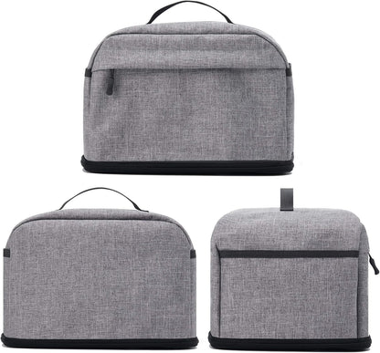 VOSDANS 4 Slice Toaster Cover, Gray, 2-in-1 Toaster Bag with Pockets, Machine Washable, Patent Design