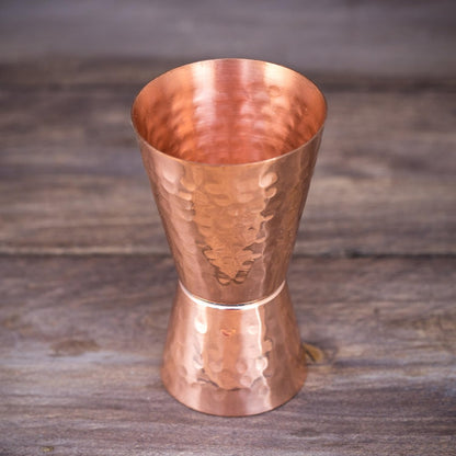 Copper Jigger, Double 1oz/2oz Measuring Jigger for Cocktail Mixing, Solid Hammered Copper to Prevent Tarnish