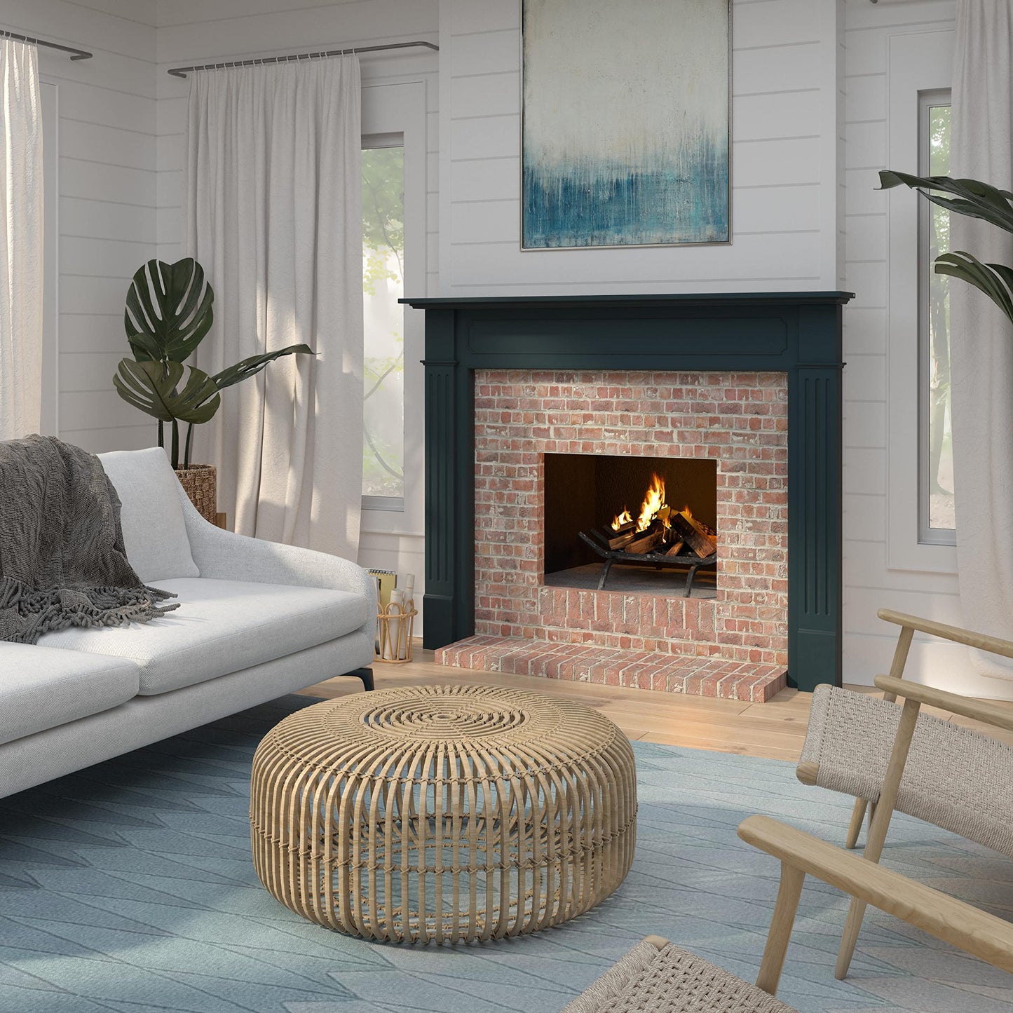 Pearl Mantels ARYB48110 Comfortable Transitional Styled Wood Mantel Surround, 48"W x 42"H, Unfinished