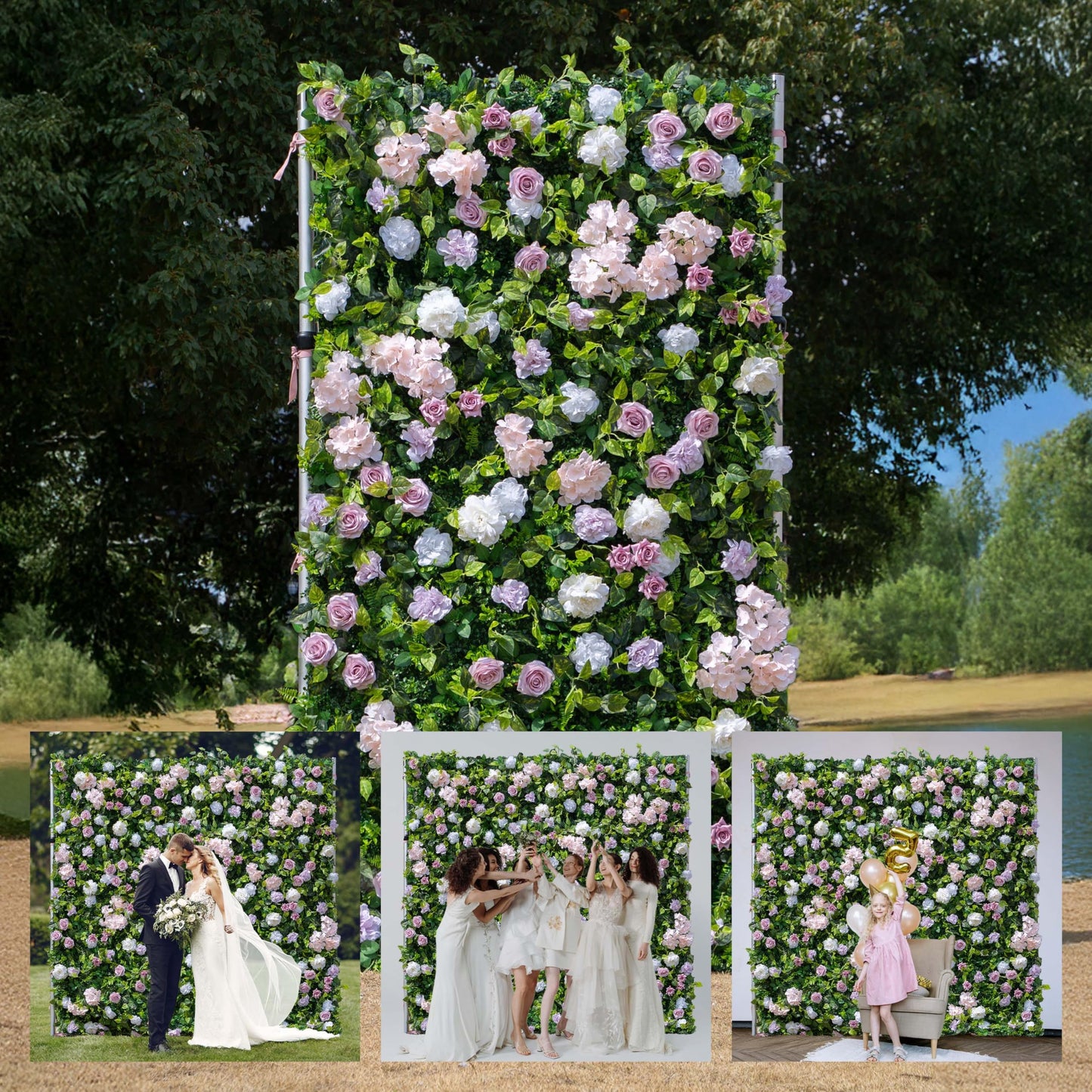 Artificial Luxury‌ Flower Wall Panels, Gorgeous 3D Silk Floral Backdrop for Wedding, Baby Show, Party and Home Decor, Quick Assembly/Storage, Both Eco ＆ Pet Friendly