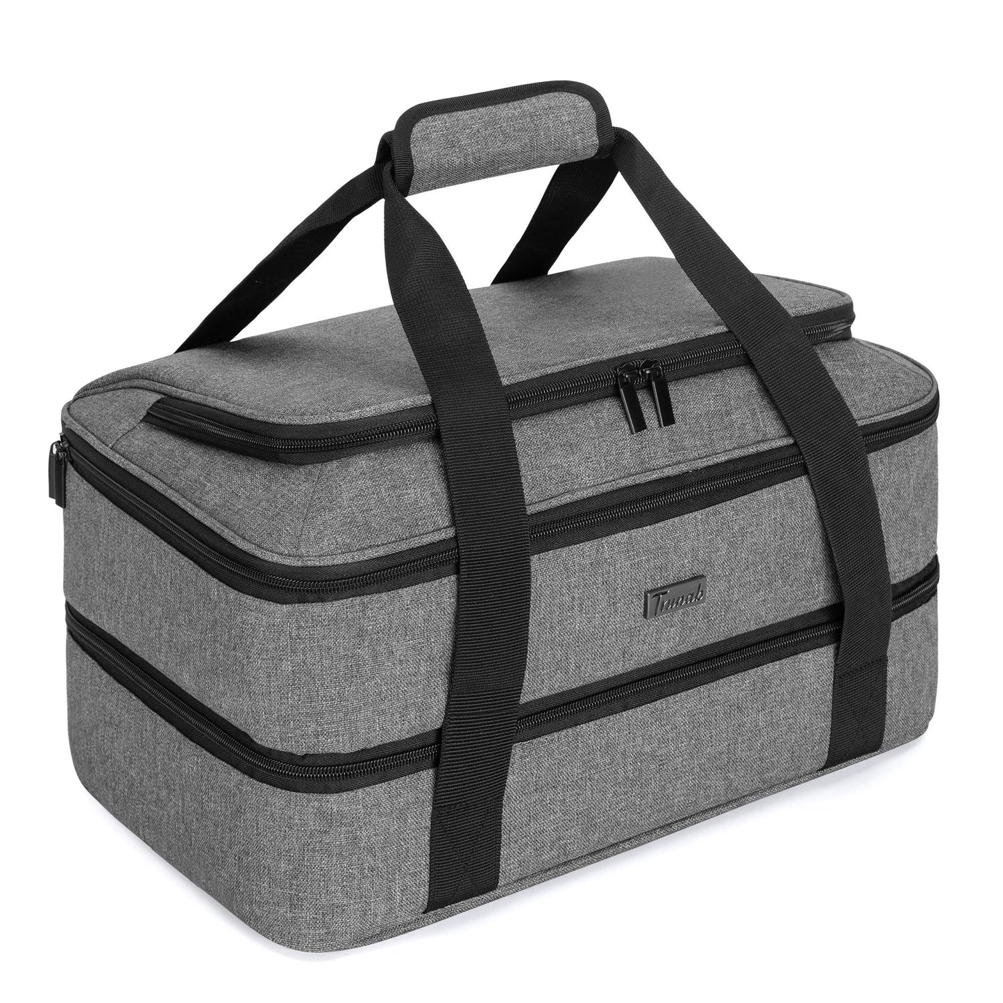 Trunab Casserole Carrier for Hot or Cold Food Insulated Casserole Dish Carrier Thermal Tote Bag for Picnic, Fits 9"×13" Baking Dish, 11 x 15 Foil Pans, Grey