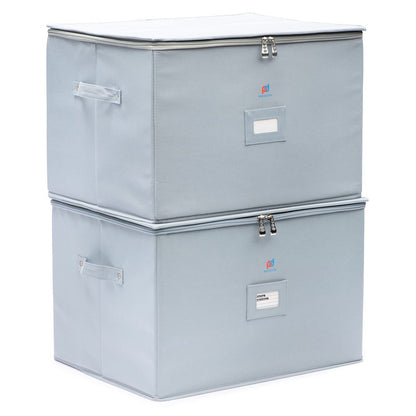 MOJECTO Extra Large Tall Hard Stemware Storage Box (20x15.5x13.2 In). 12-Large Padded Compartments For Wine Bottles, Glasses, Flutes, martini Up To 13.2 In Tall
