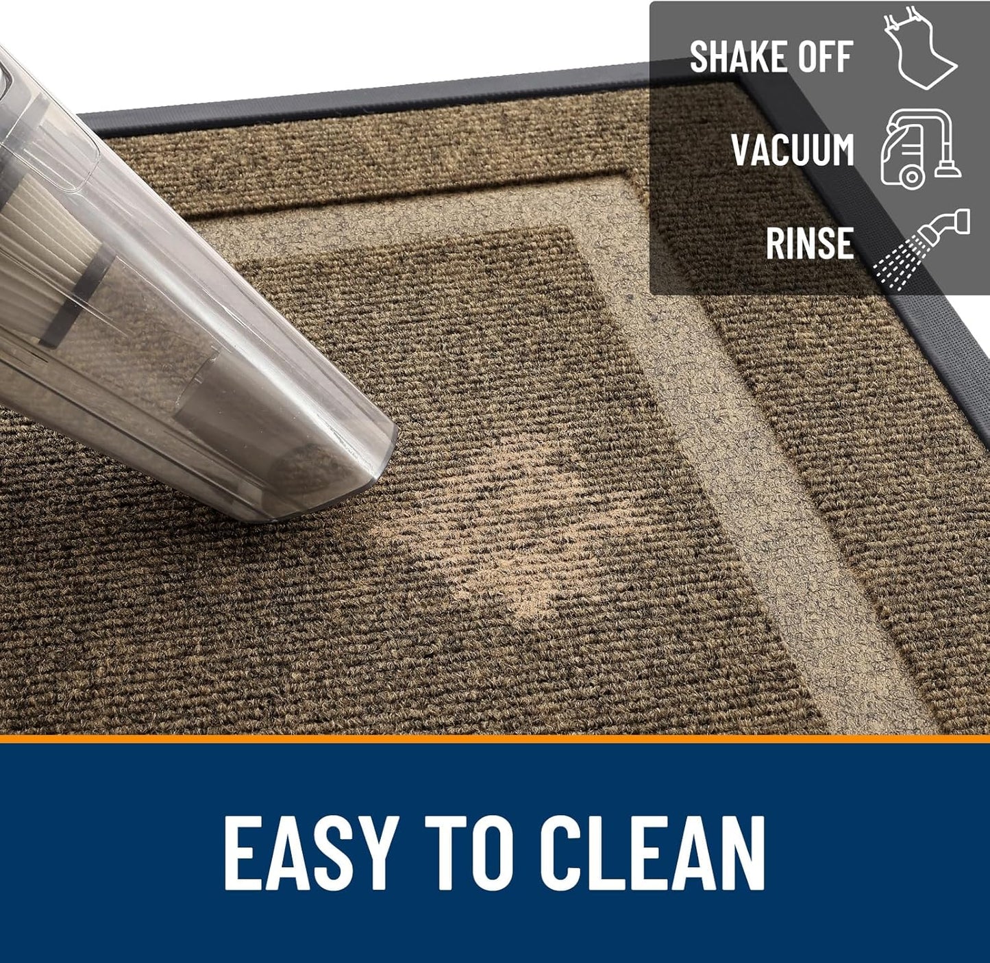 OLANLY Waterproof Front Door Mat - All-Season Indoor/Outdoor Doormat | Sturdy Natural Rubber, 59x20, Brown