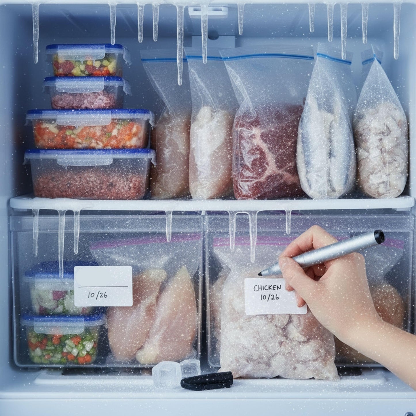 Cadie Permanent Freezer Marker Set of 2 – Waterproof Fast-Drying Black Ink Pens with Chisel Tip for Food Labeling, Fridge & Freezer Storage, Kitchen & Lab Use & General Organization.
