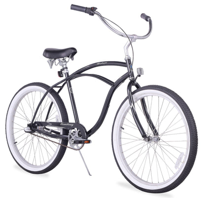 Firmstrong Urban Man Beach Cruiser Bike, Men's 3 Speed Hybrid Bicycle, 26 Inch Wheels, Black