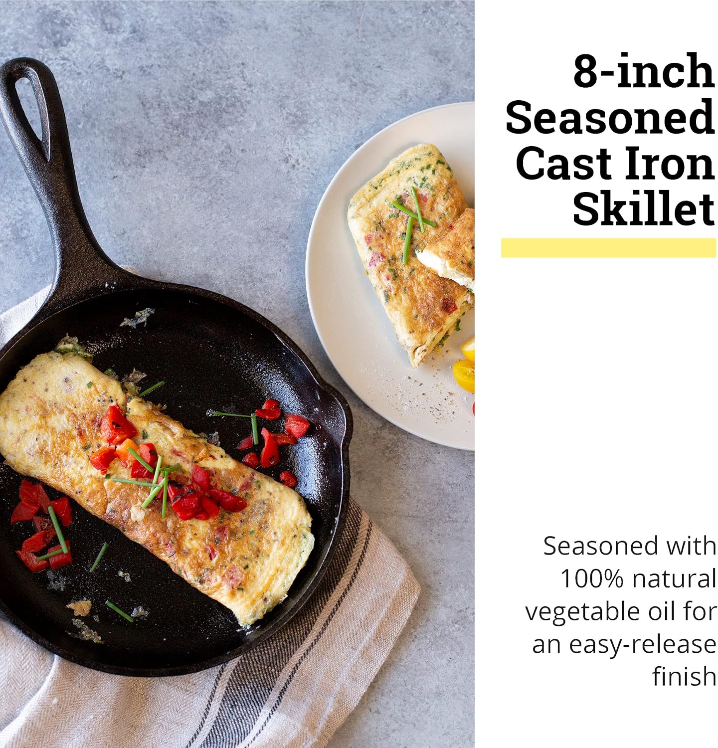 Lodge Cast Iron Chef Collection Skillet, Pre-seasoned, 8 Inch
