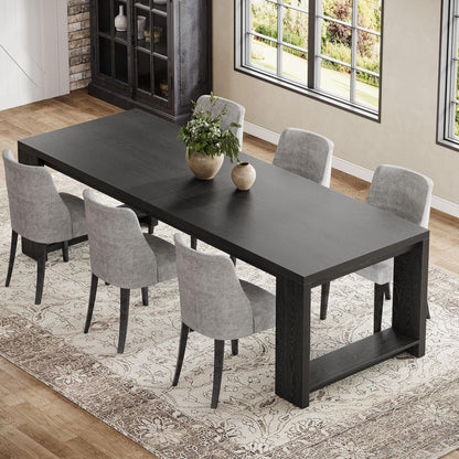 Tribesigns 86.61-Inch Dining Table for 6-8 People, Narrow Long Modern Kitchen Table with Pedestal Base, Farmhouse Extra Long Rectangular Dining Room Furniture, 27.56 x 86.61 x 29.53 Inches, Black