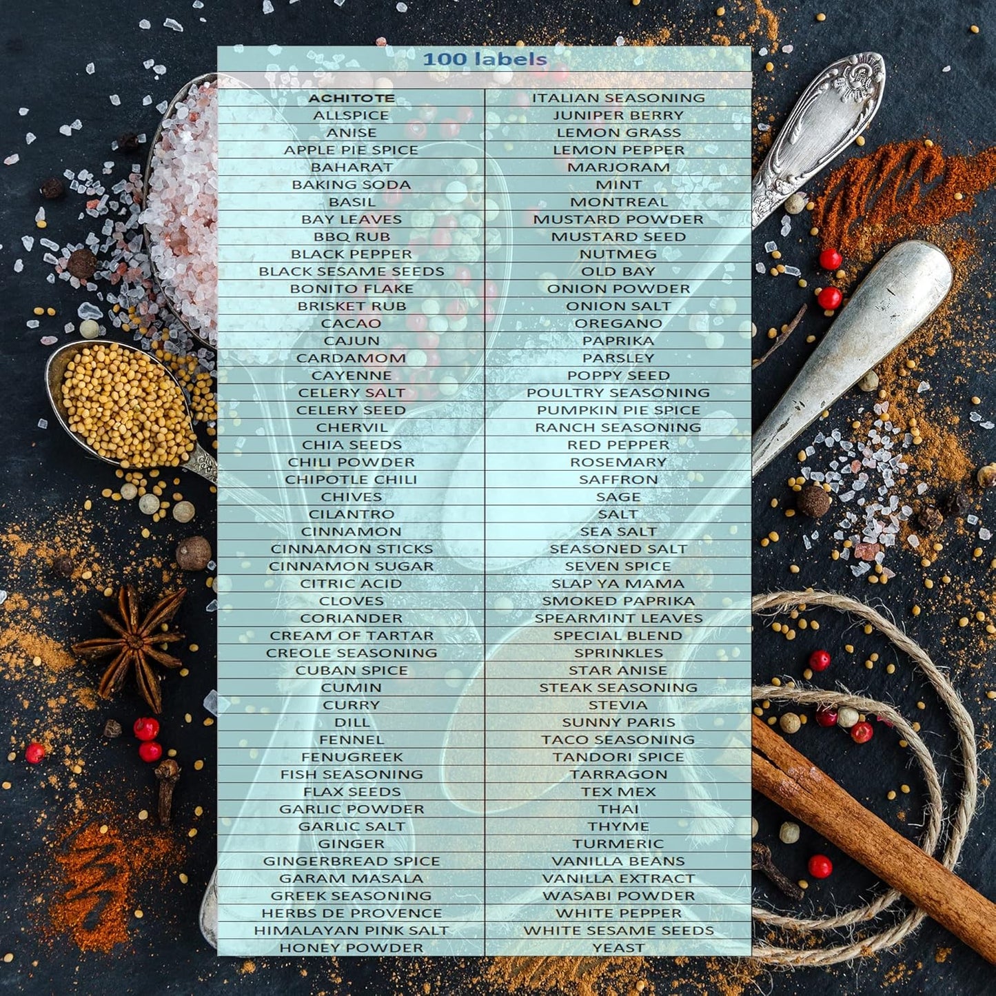 Clear Spice Jar Labels, Preprinted Waterproof Stickers for Organizing Kitchen and Pantry Herbs