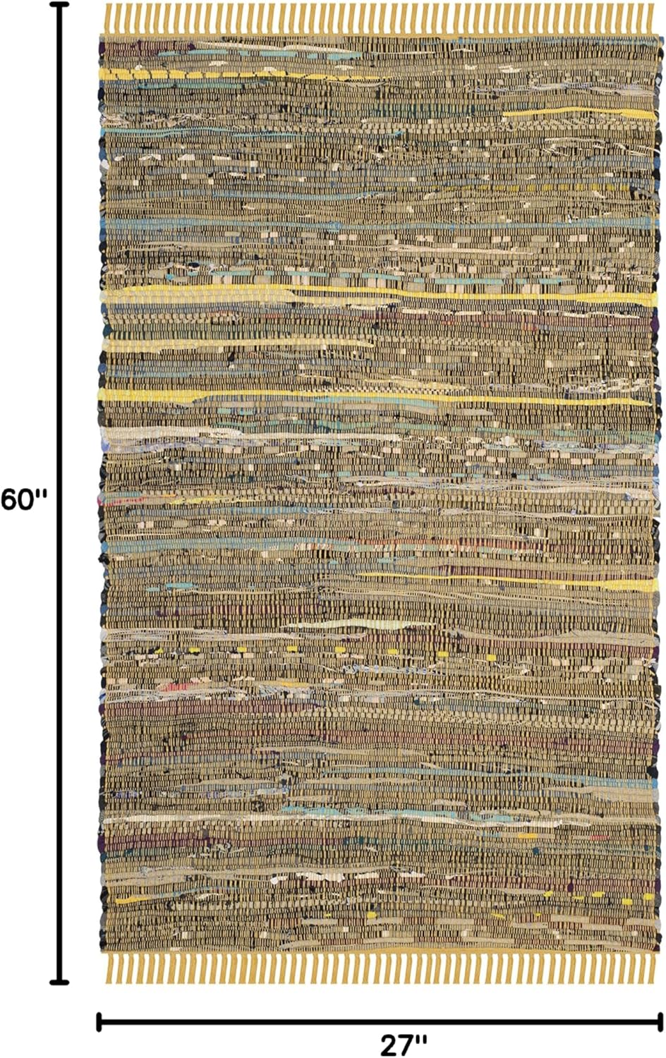 SAFAVIEH Rag Rug Collection Accent Rug - 2'3" x 5', Yellow & Multi, Handmade Boho Stripe Cotton Rug